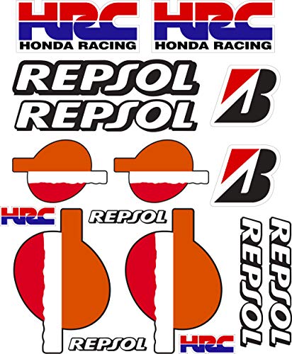 X 16 Pegatina Adhesivo Vinilo Compatible con HRC Honda Repsol Laminada contra Rayos uvi Arañazos Impresión Digital Hoja A 4