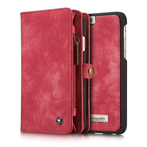 XIAOPENGCASE Para iPhone 6 Plus / 6S Plus (5.5 Pulgadas) Funda, Monedero con Cremallera Multifuncional Tipo de Gancho Diseño Desmontable Flip High Timber PU Cartera de Cuero con Ranuras for Tarjetas