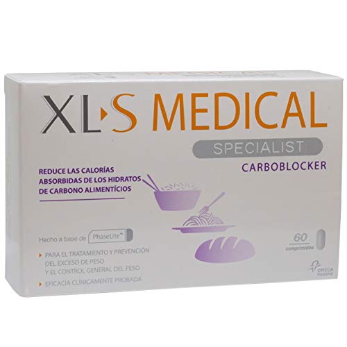 XLS Medical Carboblocker Ayuda Extra Para Quienes Comen Una Gran Cantidad De Hidratos De Carbono Complejos Como La Pasta, El Arroz Y El Pan, Bloquea Hasta El 66% De Los Hidratos, 60 Comprimidos