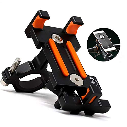 Yeemg Soporte para Teléfono Móvil Universal Ajustable Bicicleta Teléfono Móvil Soporte de Aleación de Aluminio Clip de Horquilla para iPhone, Huawei, Samsung y Otros Teléfonos Inteligentes (Negro)