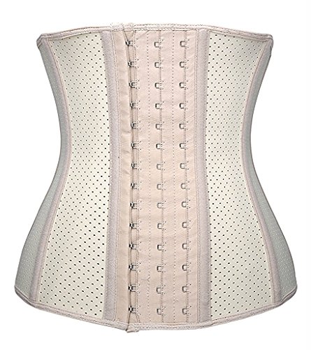 YIANNA Mujer Underbust Corset Reductor Adelgazante Respirable Cómodo Corsé Bustier Cintura Entrenador,UK- YA10533-Skin-2XL