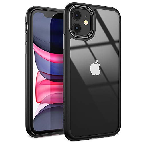 YOUMAKER Funda para iPhone 11 Clear, Bumper de Protección de Cámara y Botón Independiente Policromático a Prueba de Golpes Carcasas para iPhone 11 6,1 Pulgadas Negra