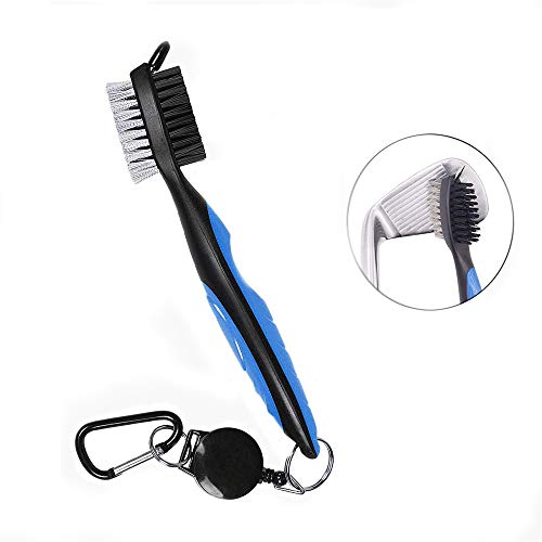 YSYDE Golf Brush y Club Groove Cleaner Zip-Line retráctil Aluminio Mosquetón Diseño ergonómico liviano y Elegante Se sujeta fácilmente a la Bolsa de Golf,Bblue