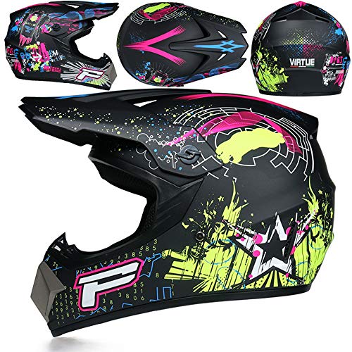 ZYW Enviar 3 Regalos Casco Profesional De Carreras Fuera De Carretera Casco De Motocicleta A Prueba De Golpes Casco De Motocicleta Al Aire Libre Anti-Caída Casco Lleno Motocicleta Cara,Style 1,L