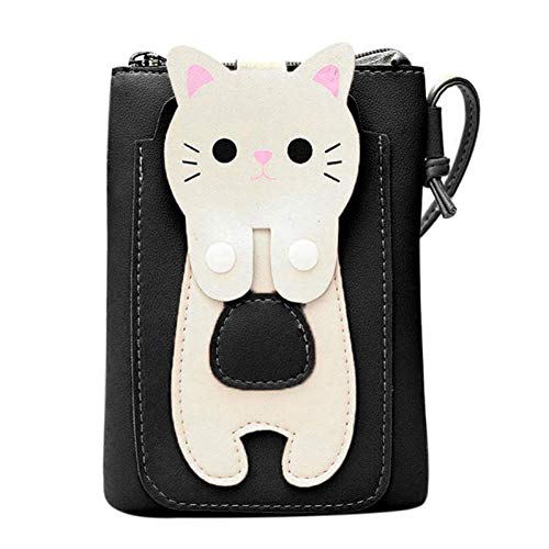 ZZDJ Billetera Las Mujeres Pequeño Gato Impreso Bolsa De Hombro De Cuero De La PU Bolsa De Mensajero De Moda Mini Bolso del Teléfono Móvil Causal Honda Bolso De La Cartera Bolso Cuadrado, Ne