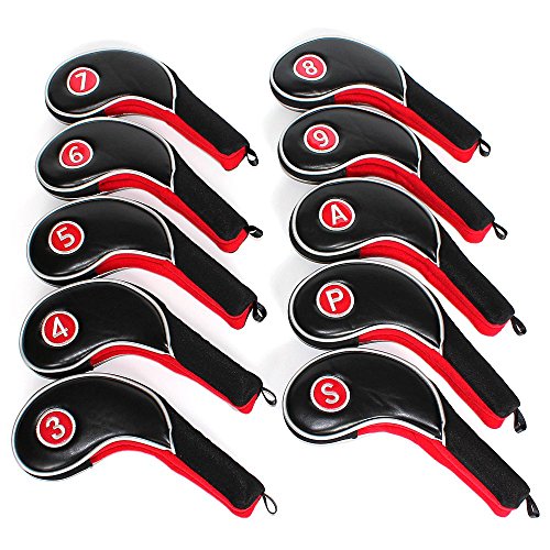 12 piezas numeradas para cabezas de cubierta superior valorada en fundas para palos de Golf Putter juego de negro y rojo para todo tipo de marcas Titleist, Callaway, Ping, Taylormade, Cobra, Nike, etc.
