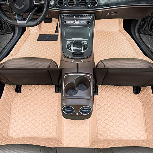 Alfombrillas de Coche para Jaguar XKR 1999-2005 Antideslizantes Impermeable Rodeado Completo Protección para Todo Clima Revestimientos De Alfombra De Cuero Alfombrilla (Beige)