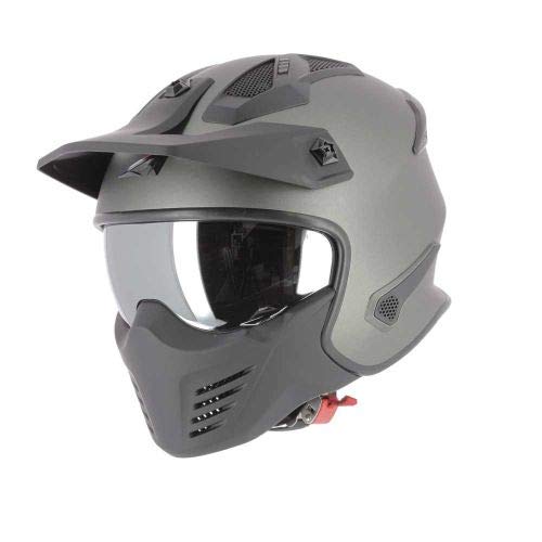 Astone Helmets - Elektron - Casque de moto jet - Casque jet 4 en 1 - Casque jet homologué - Coque en polycarbonate - Matt Gun Metal L