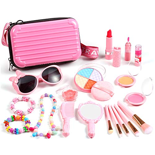 Auney 20 Piezas Maquillaje Niñas Set, Maquillaje Infantil, Juguete de Maquillaje no tóxico, Kit de Maquillaje para niñas para niños