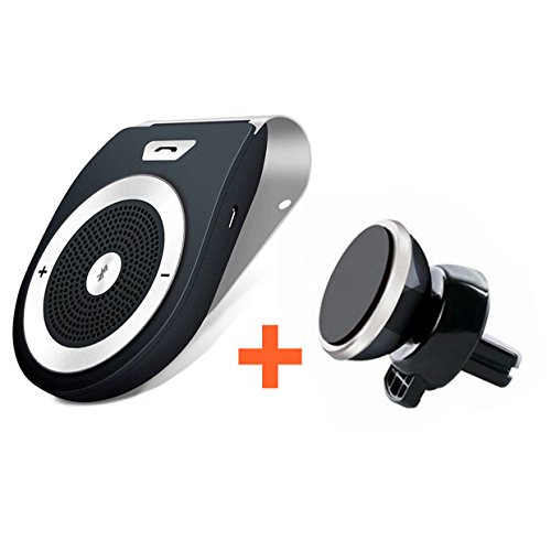 AXELENS Manos Libres Bluetooth 4.1 para Coche Kit - Universal Por Cualquier Teléfono Móvil - Reducción de Eco y Ruido de Fondo - para la Visera GPS, Música, Altavoz Inalámbrico - NEGRO