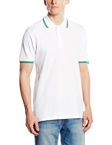 Fruit of the Loom SS034m Camiseta Polo, Blanco (White/Kelly Green), Medium para Hombre