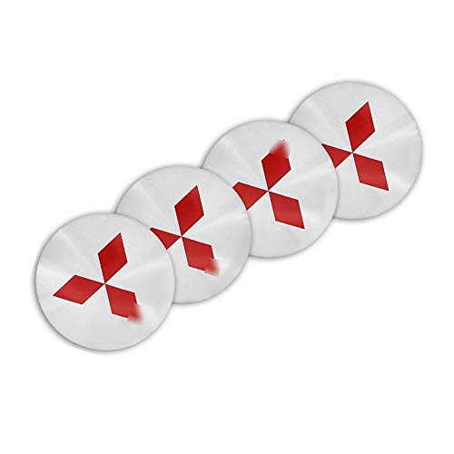 HBTTFR 4 Piezas, 56 mm, Pegatinas para Tapas de Cubo de Rueda de Coche, Tapa a Prueba de Polvo, Llantas centrales, Emblema, Insignia, Tapa de Cubo, Pegatina para Mitsubishi Pajero Sax Outlander