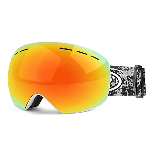 JHKGY Gafas De Esquí,Gafas De Nieve con Protección 100% UV400,Lente De Espejo REVO Completa,Lente Doble Intercambiable,Antivaho, Resistente A Impactos, para Hombres Mujeres Jóvenes,C