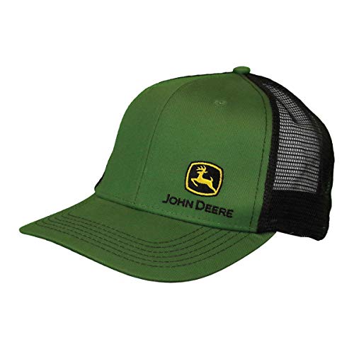 John Deere Mesh Backed Hat with Small Construction Logo, Green