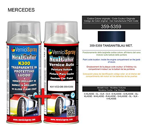 Kit Spray Pintura Coche Aerosol 359-5359 TANSANITBLAU MET. - Kit de retoque de pintura carrocería en spray 400 ml producido por VerniciSpray