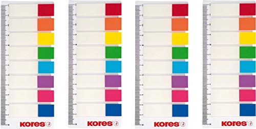 KORES NOTES - Marcadores con regla (12 x 45 mm, 8 colores transparentes), 4 Päckchen
