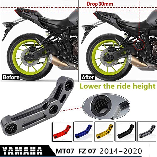 MT07 FZ07 Kit de eslabones de bajada de suspensión trasera de 30 mm para Yamaha MT 07 FZ 07 MT FZ-07 2014-2020 Accesorios de motocicleta Kit de varillaje de caída CNC 2015 2016 2017 2018 2019 (Gris)