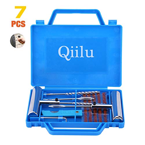 Qiilu 11pcs Kit de reparación de diagnóstico de neumáticos Herramienta de reparación de pinchazos de neumáticos sin rueda para motocicleta coche