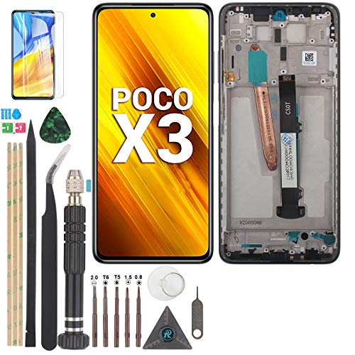 RongZy Pantalla para Xiaomi Poco X3 LCD, juego de pantalla táctil digitalizadora para Xiaomi Poco X3 con herramientas (negro + marco)