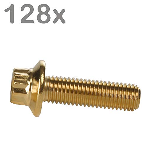 128 tornillos de llanta M7 x 24, acero inoxidable, aspecto dorado, para llantas BBS Rial Schmidt O.Z. Dynatech Carline