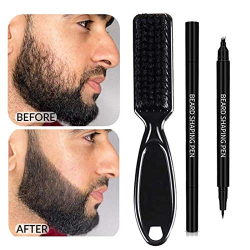 2 piezas de relleno de lápiz de barba lápiz a prueba de sudor relleno lápiz a prueba sudor cepillo lápiz impermeable relleno con cepillo cubierta larga duración lápiz natural mejorar el vello facial