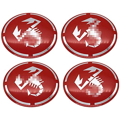 4 piezas rueda coche Llanta centro Hub Cap Badge Trim Sticker Tapas centrales para FIAT Abarth Punto 124/125/125/500 stilo ducato, Emblemas cubierta ajuste automático vehículo, 56MM