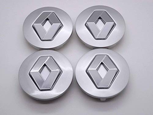 4 Piezas Tapas Centrales para Llantas para Renault Megane - Espace - Laguna - Scenic - Clio,Auto Tapas centrales with Logo Centro Hub Cap Tapas de Cubo de Rueda Pegatinas Accesorios de Coche