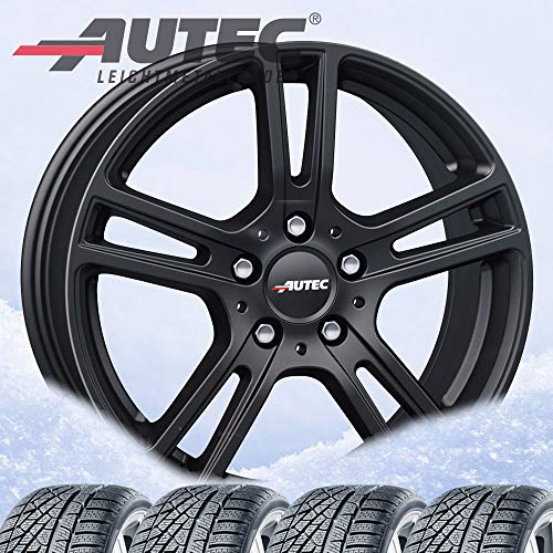 4 ruedas de invierno Autec Mugano 6,5 x 16 ET38 5 x 112 negro mate con 205/60 R16 92H Continental WinterContact TS 850P para Mercedes-Benz A B