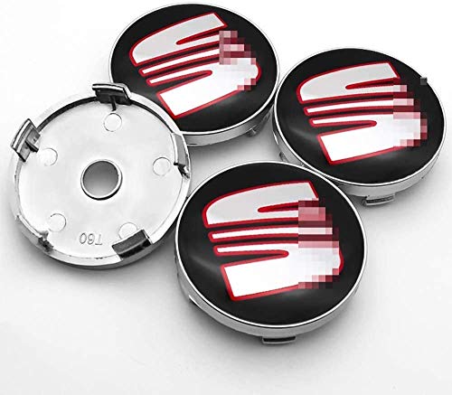 4 tapas de cubo de centro de coche para SEAT Minimo Ibiza Leon Alhambra Exeo Toledo Altea MII TBL IBX, 60mm centro de rueda logo insignia pegatina forma de neumático