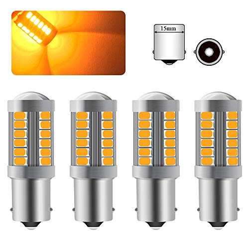 4 X 1156BA15S P21W Bombilla LED ámbar Amarillo Señal de giro Bombilla Super Brillante 6000K 5630 33 SMD Frente de coche y Luz de señal de giro trasera 12-30 V