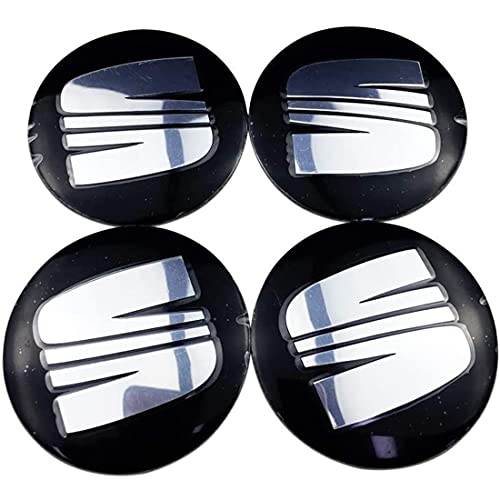 4Pcs Coche Tapas Centrales de Rueda de Aleación para Seat Minimo Ibiza Leon Alhambra Exeo Toledo Altea MII TBL IBX, Impermeable Antióxido decoración Accesorios, Modificadas Hub Caps con Emblema, 56mm