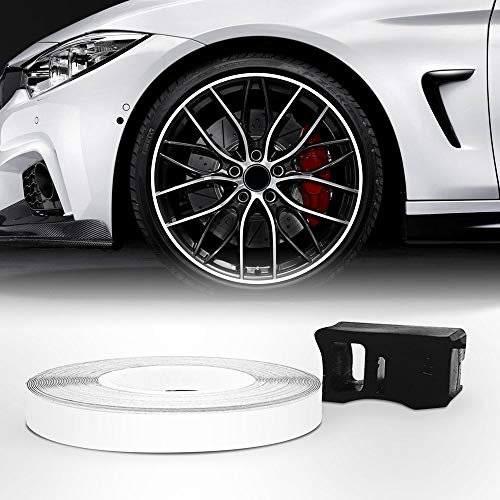 4R Quattroerre.it 10340 Wheel Trim - Tiras adhesivas reflectantes con aplicador para llantas de coche, blanco, 7 mm x 6 m