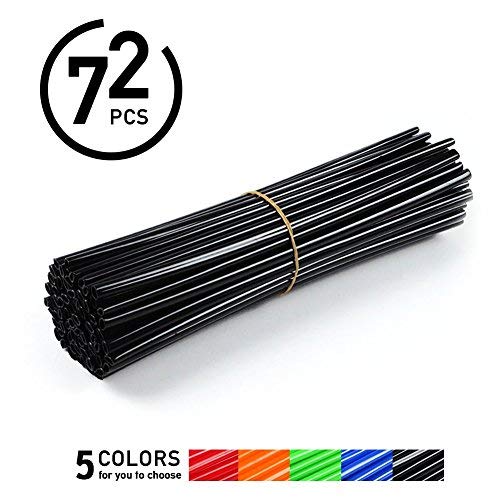 72Pcs Spoke Skins Cubierta del Radio de Rueda de Motocicleta para Motocross Bicis de la Suciedad - Tubo de Cubierta para Rayo Llantas 5 Colores ( Color : Negro )