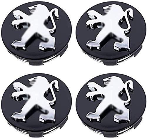 Aieryu 4Pcs Tapas Centrales de Llantas para Peugeot, 3D Emblema Aluminio Tapas Centrales de Bujes Pegatinas con el Logotipo Rueda Accesorios, 60mm