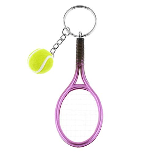 Aisoway Raqueta de tenis llavero deporte lindo regalo Mini Llavero colgante (púrpura)