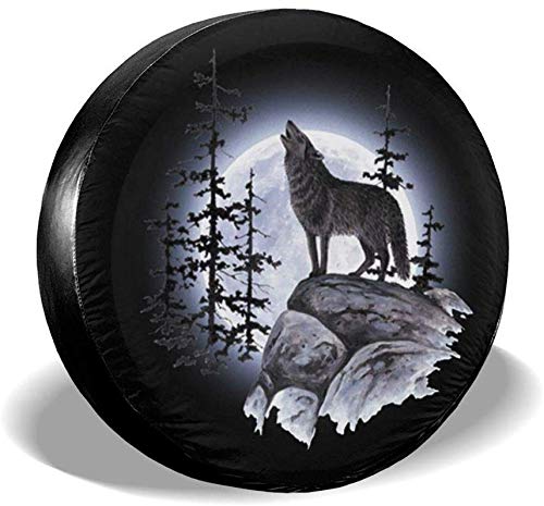 Alicoco Wolf Howling at Moon You Design Cubierta de neumático Personalizada Cubierta de neumático de Rueda Apto para Todos los automóviles