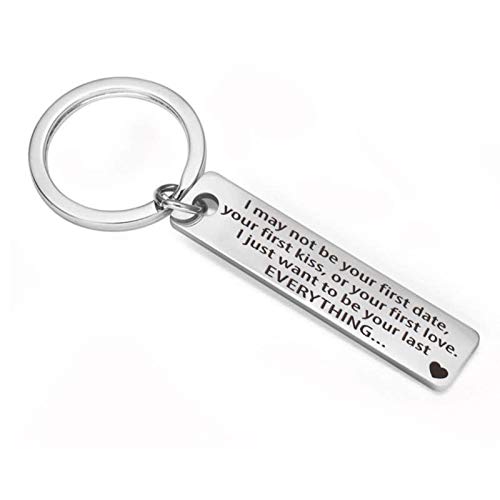 Amody Llavero de Acero Inoxidable Keyring Plata I May Not be Your First Date. para Mujeres Hombres Llaveros Regalos