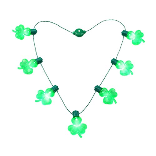 Amosfun S T. Patricks Day Collar Led Light Necklace Green Clover String Ornamento para Fiesta Festival Decoración de Vacaciones