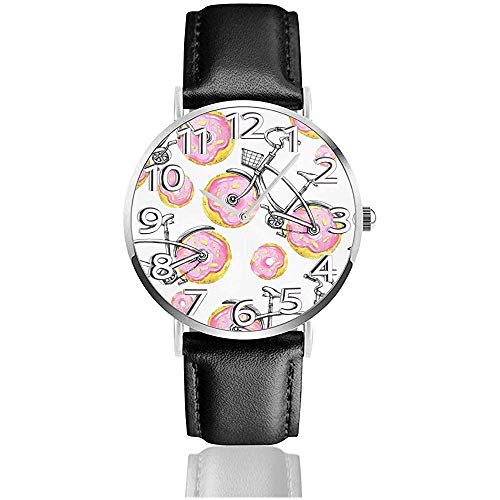 Bicicletas Donuts Wheels Reloj de Cuero Relojes de Pulsera de Moda Unisex Reloj de Cuarzo