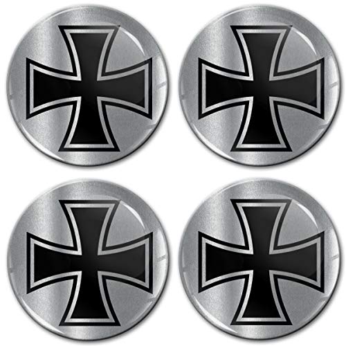 Biomar Labs® 4 x 60mm Adhesivo Pegatinas Cruz de Hierro/Iron Cross para Tapas de Rueda de Centro Tapacubos para Coche A 8660