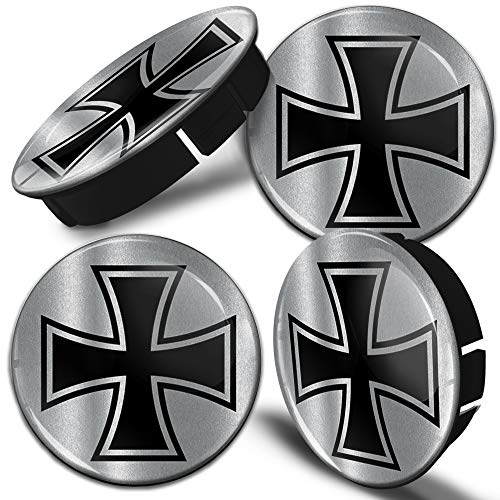 Biomar Labs® 4 x 60mm Tapas de Rueda de Centro Tapacubos Cruz de Hierro Iron Cross para Coche C 86