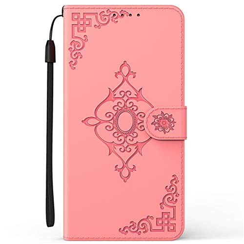 Blllue Funda tipo cartera compatible con Samsung A12 5G, diseño de flores diagonales, color rosa