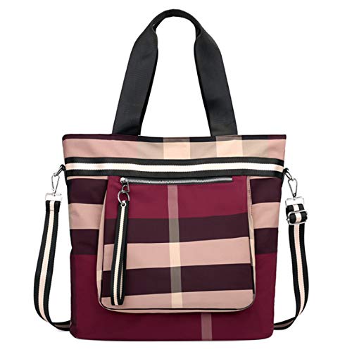 Bolsa De Hombro De Nylon De Las Mujeres Multi-bolsillo Messenger Bag Amplio Capacidad Mamá Bolsa De Viaje Bolsa De Viaje(Size:40 * 18 * 40cm,Color:Granate)