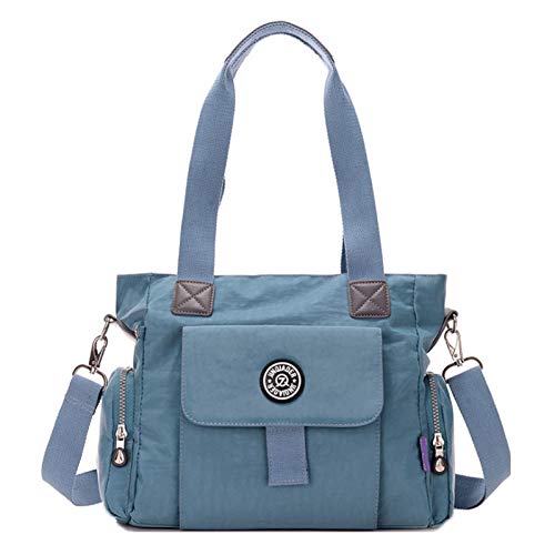 Bolsa De Hombro De Nylon De Las Mujeres Multi-Pocket Messenger Bag Ligero Grande Capacidad Mamá Bolsa De Viaje(Size:35 * 12 * 27CM,Color:gris)