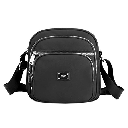 Bolso De Hombro De Nylon Para Mujer Bolsa De Cruz De Cuerpo Ligero Múltiple Bolsa De Mamá Bolsa De Regalo(Size:22 * 15 * 22CM,Color:Negro)