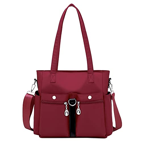 Bolso De Nylon De La Billetera De Las Mujeres Bolso De La Escuela De La Escuela Del Estudiante De La Bolsa Del Estudiante Mamá Bolsa Bolsa(Size:29 * 16 * 27CM,Color:rojo)