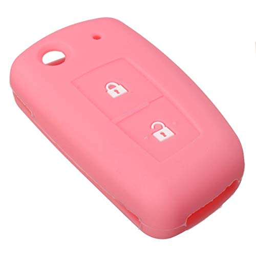 C-FUNN 2 Botones Coche Llave Remota Caja De Goma De Silicona Cubierta Fob Shell para Nissan Qashqai - Rosa