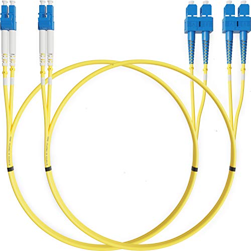 Cable de Fibra Óptica LC a SC 1M Monomodo Duplex (2 Pack) - UPC/UPC - 9/125um OS1 (LSZH) - Latiguillo Doble Fibra Óptica - Beyondtech PureOptics Cable Series