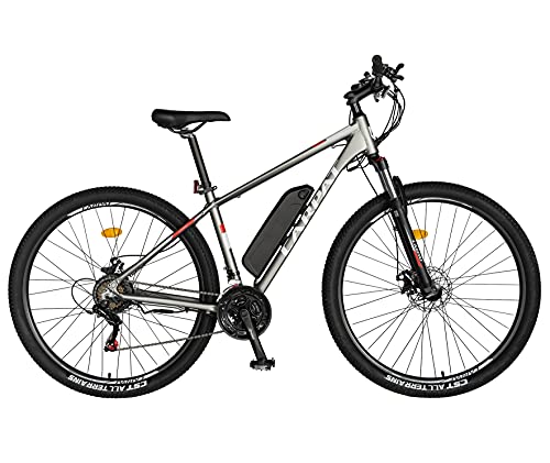 Carpat - Bicicleta eléctrica de montaña (27,5 pulgadas, motor de 250 W, autonomía máxima de 60 km, Shimano SL-TX30, Karpaten CSC10/11E negro/blanco)