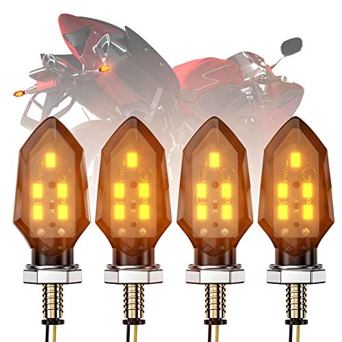 CCAUTOVIE 2Pcs Intermitentes Led Moto Luz Señal de Giro,Mini Intermitentes para Moto Homologados Ambar Giro Indicator Faros Intermitentes Delanteros E24 12V